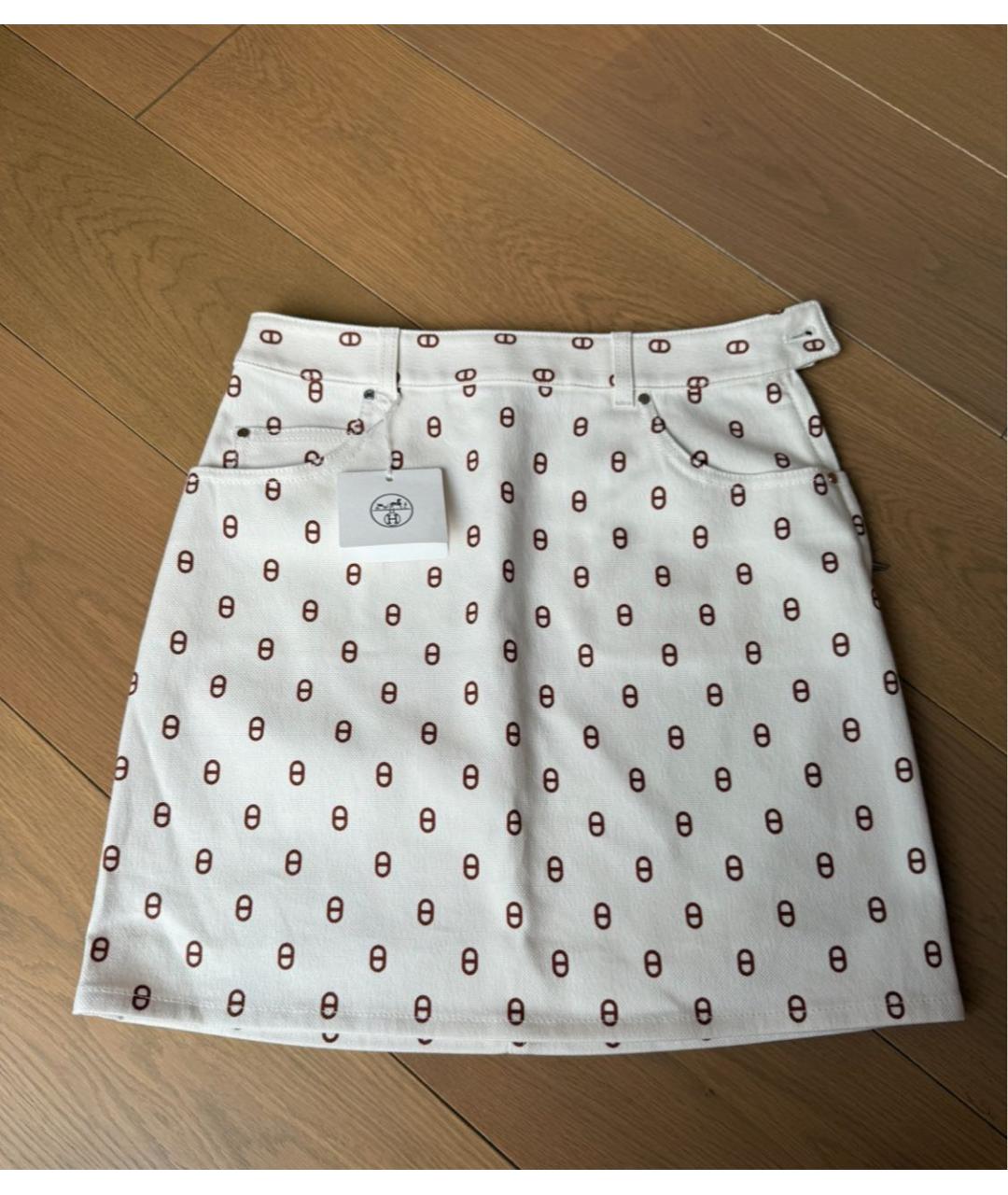 HERMES Белая хлопковая юбка мини, фото 9