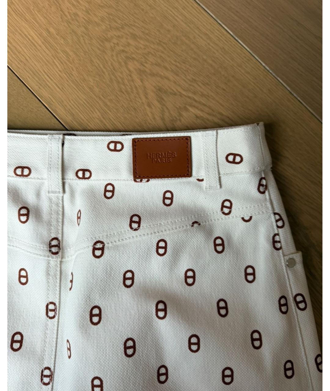 HERMES Белая хлопковая юбка мини, фото 7