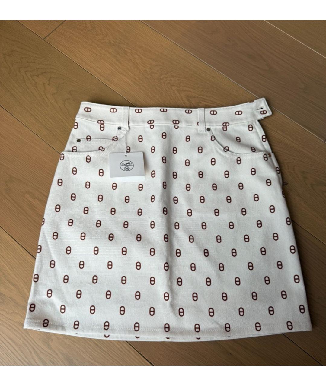 HERMES Белая хлопковая юбка мини, фото 5