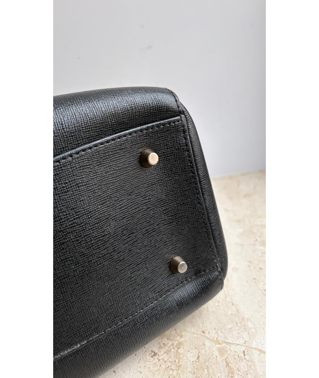 FURLA Черная кожаная сумка тоут, фото 5