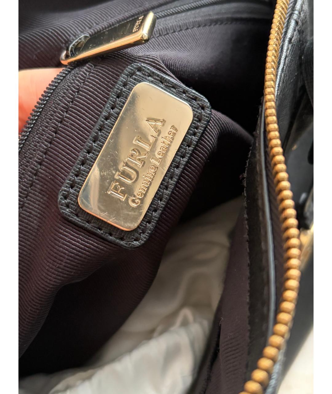 FURLA Черная кожаная сумка тоут, фото 3