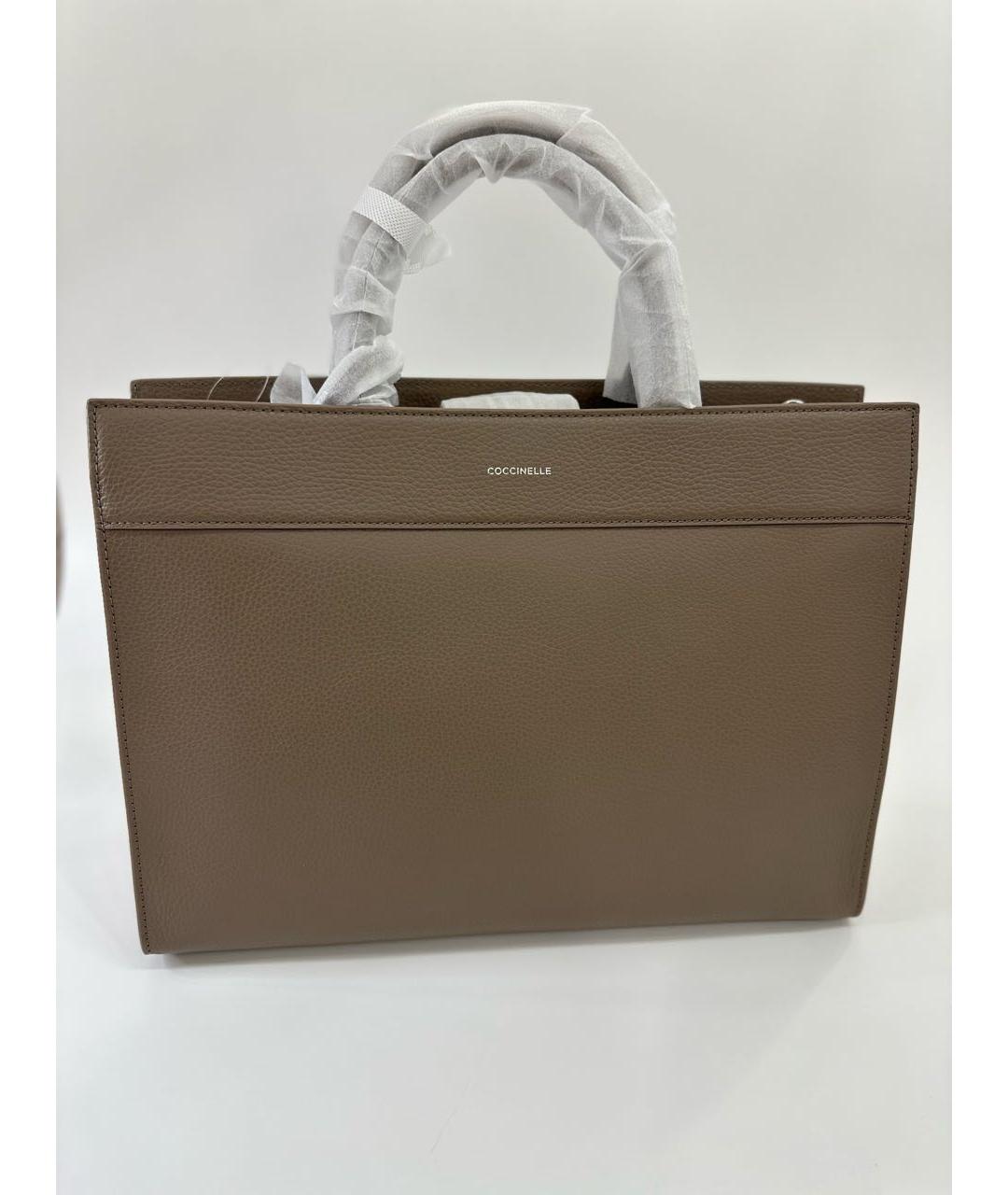 COCCINELLE Бежевая кожаная сумка с короткими ручками, фото 2