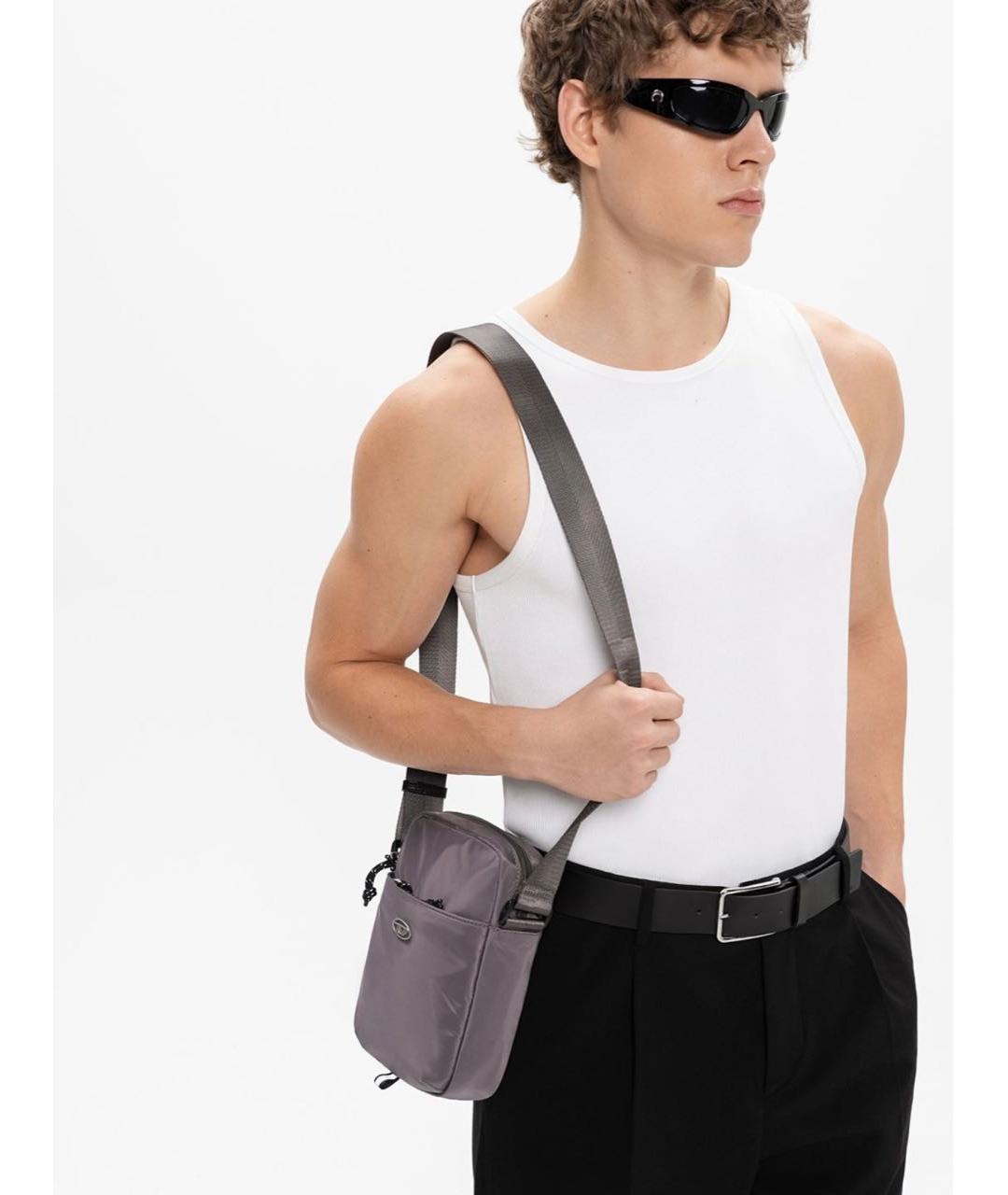 DIESEL Коричневая тканевая сумка на плечо, фото 5