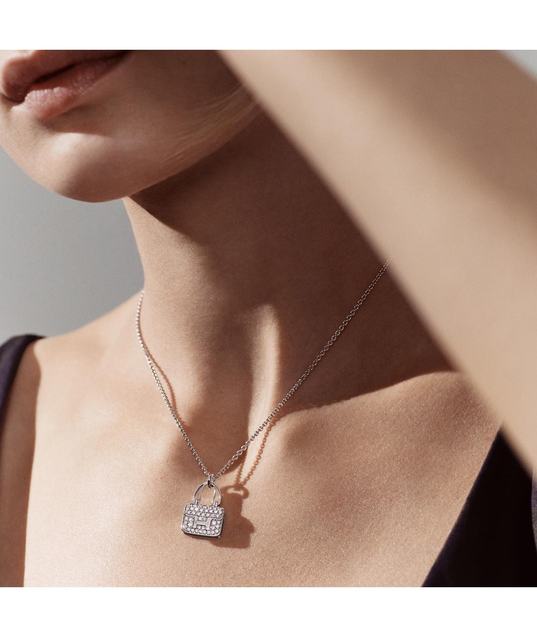 HERMES Серебряное колье из белого золота, фото 6