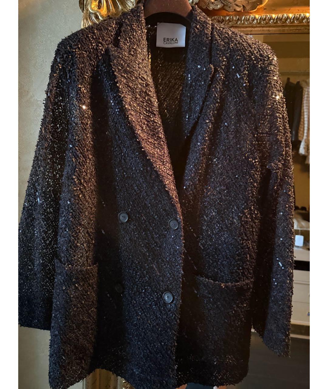 ERIKA CAVALLINI Черный полиэстеровый жакет/пиджак, фото 3