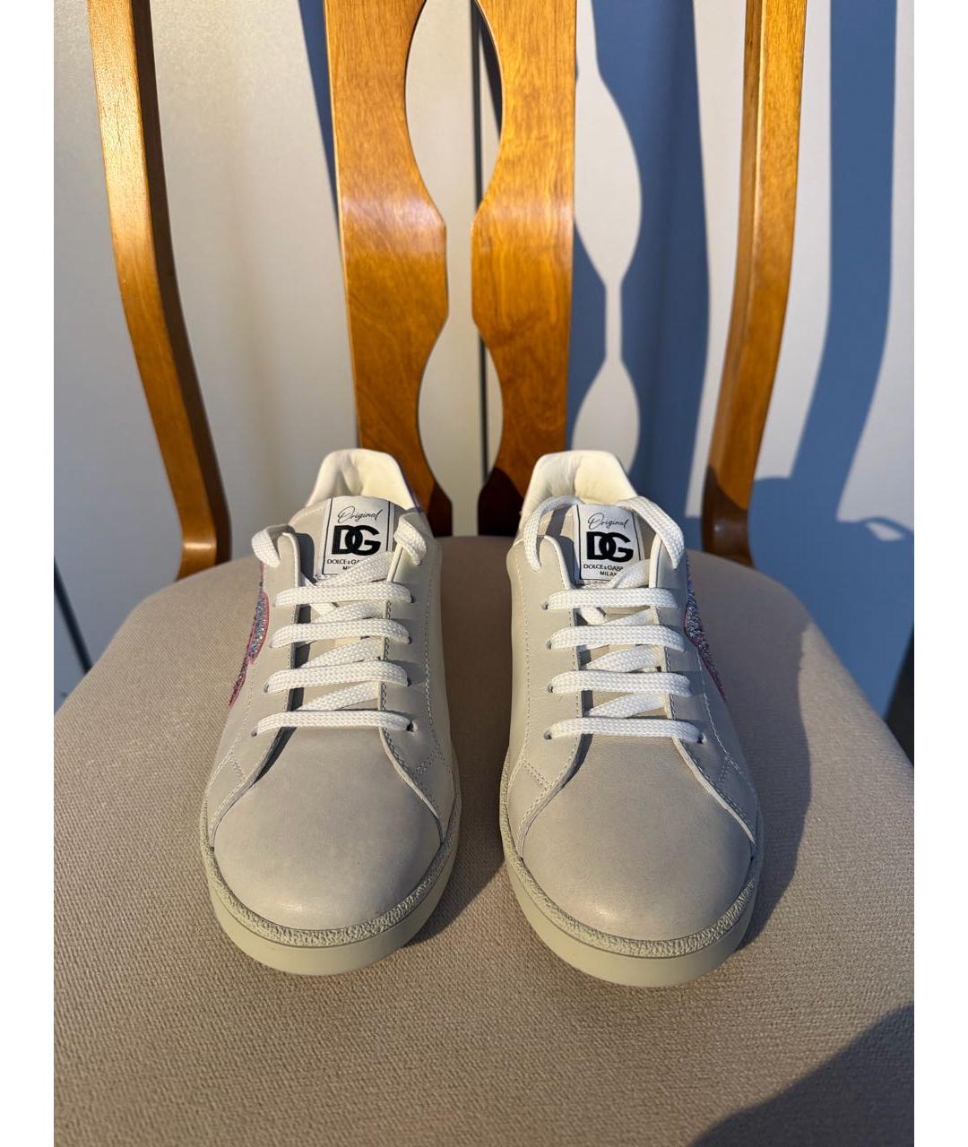 DOLCE&GABBANA Серые кожаные кеды, фото 2