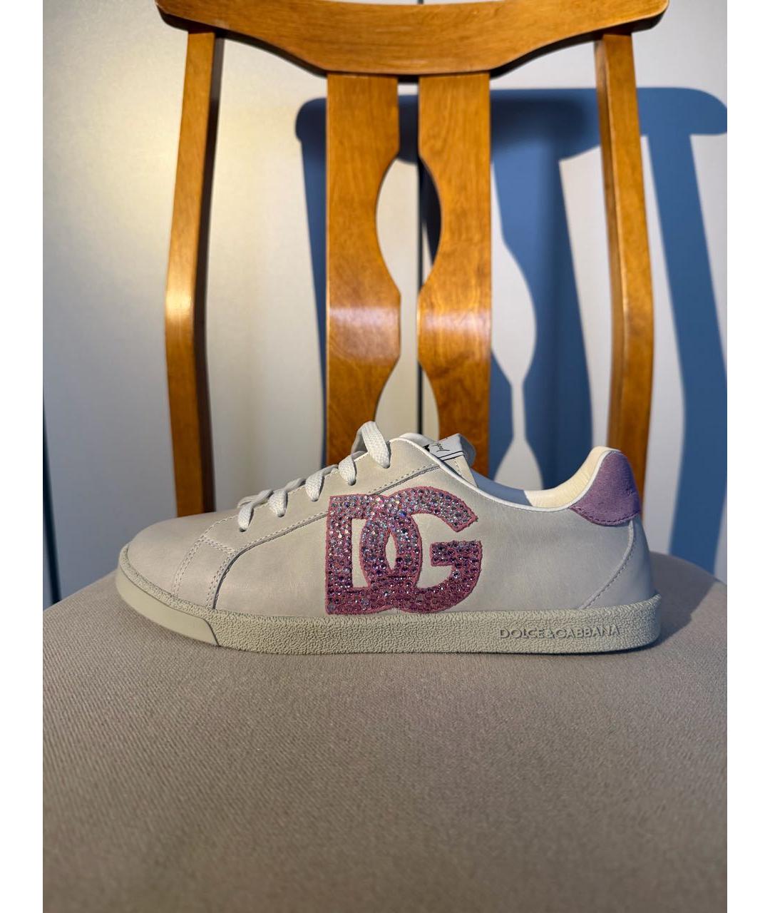 DOLCE&GABBANA Серые кожаные кеды, фото 6