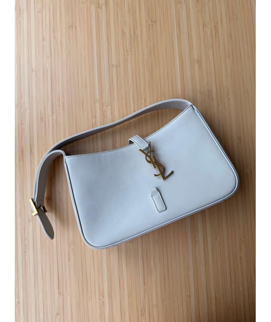 SAINT LAURENT Бежевая кожаная сумка с короткими ручками, фото 2