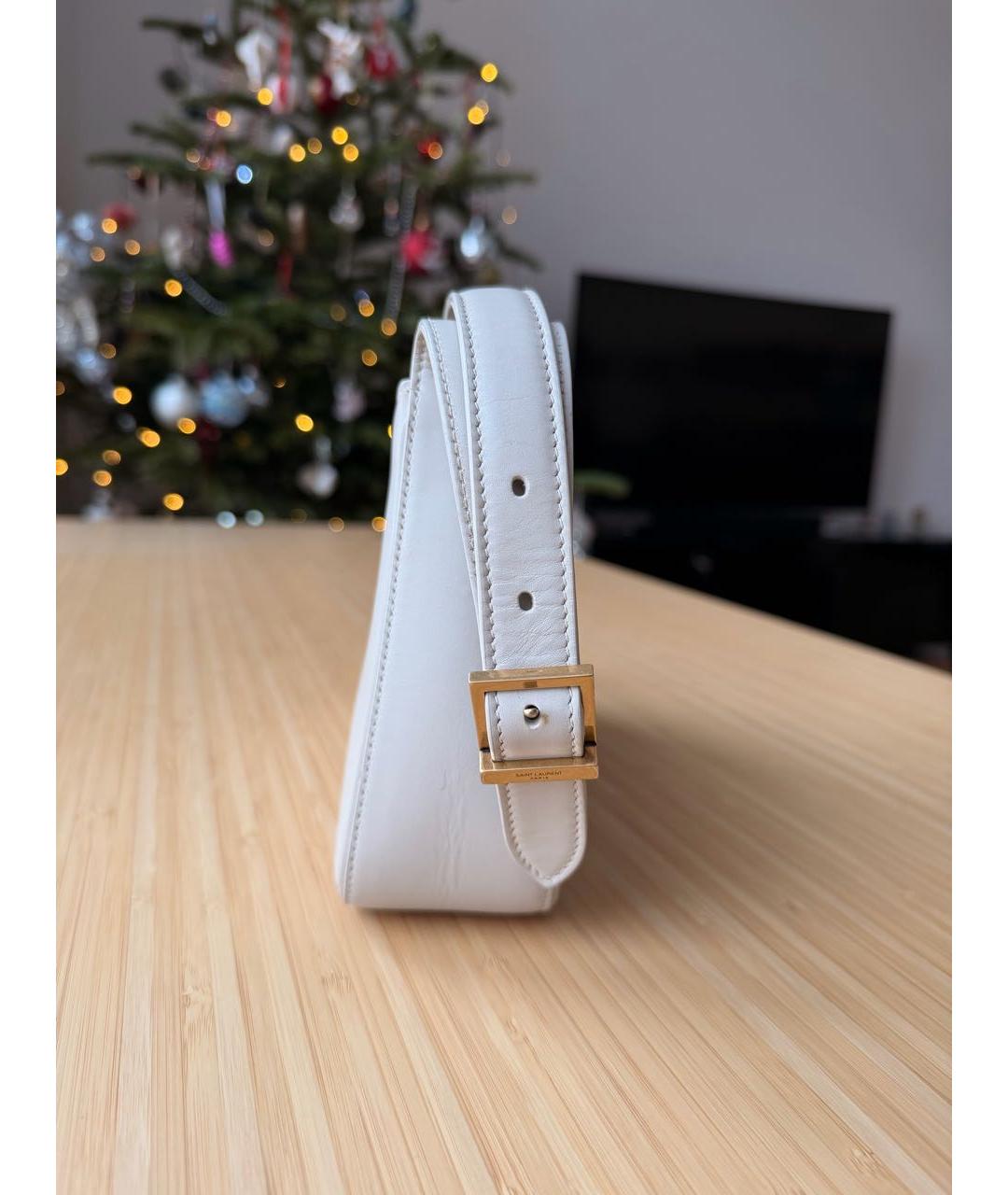 SAINT LAURENT Бежевая кожаная сумка с короткими ручками, фото 5