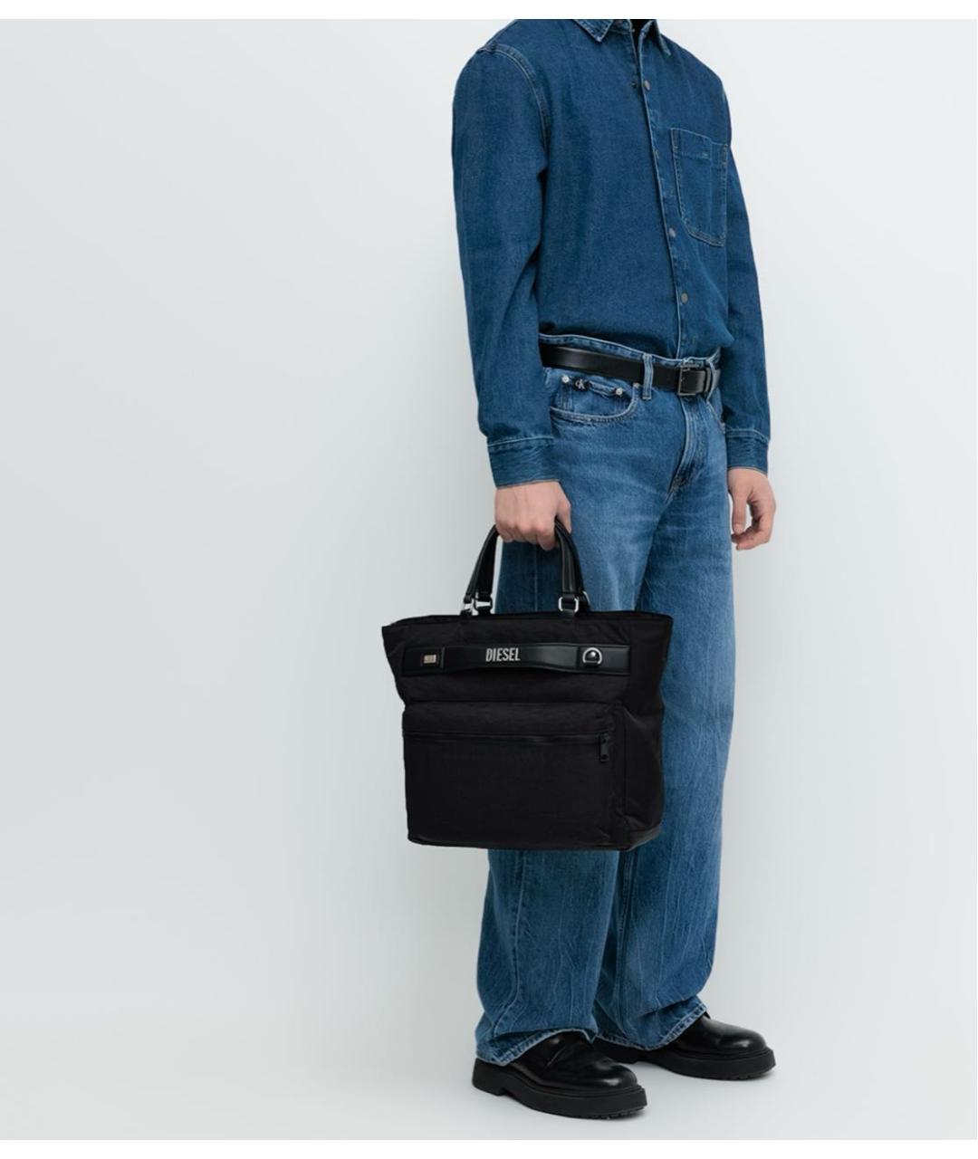 DIESEL Черная тканевая сумка тоут, фото 4