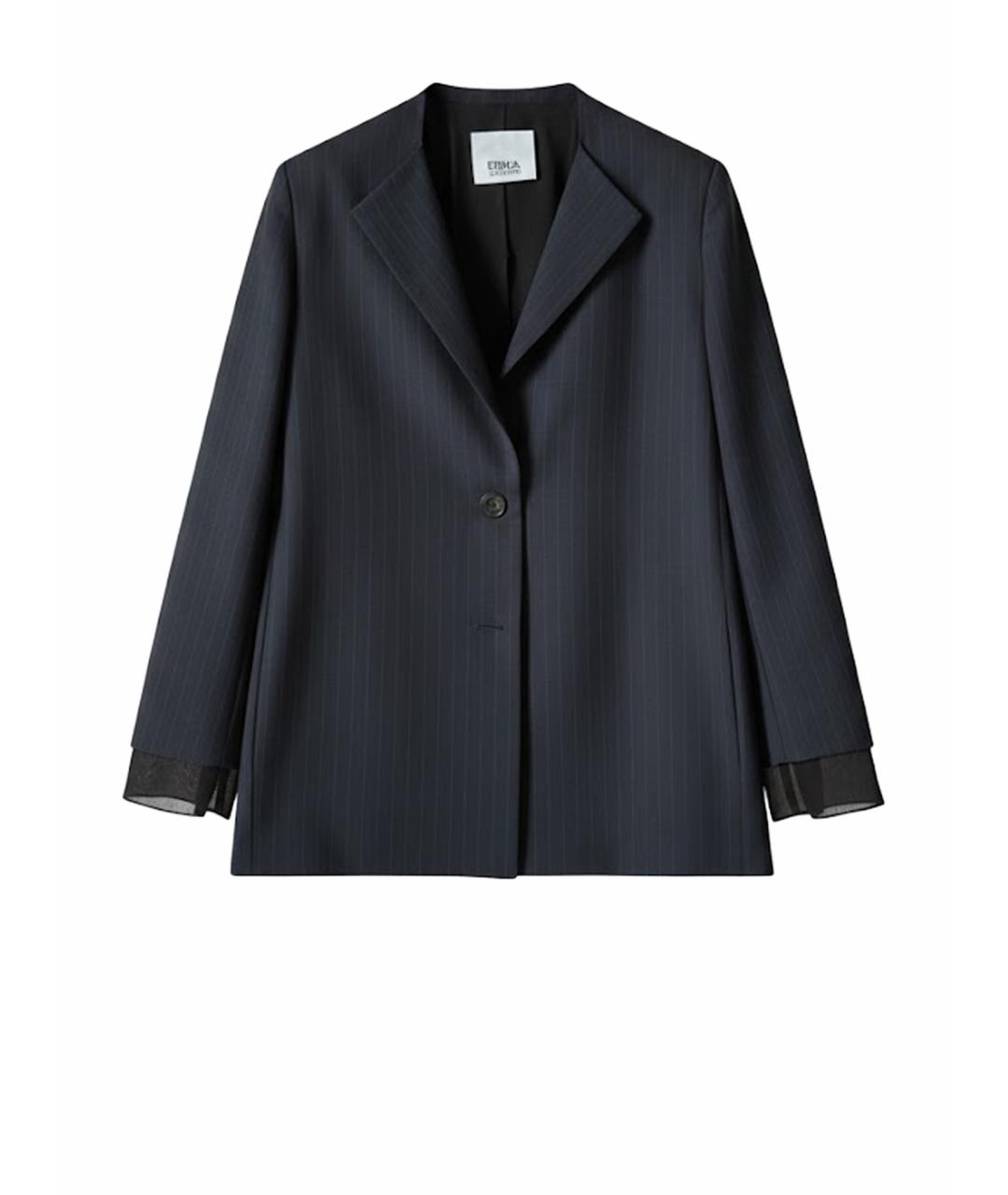 ERIKA CAVALLINI Темно-синий шерстяной жакет/пиджак, фото 1