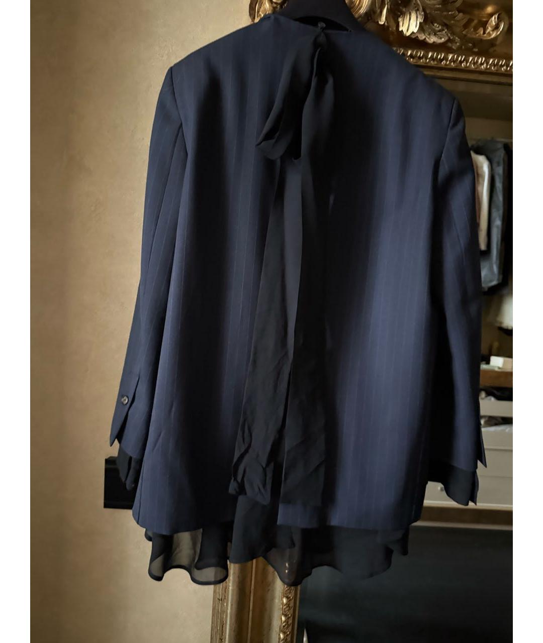 ERIKA CAVALLINI Темно-синий шерстяной жакет/пиджак, фото 6