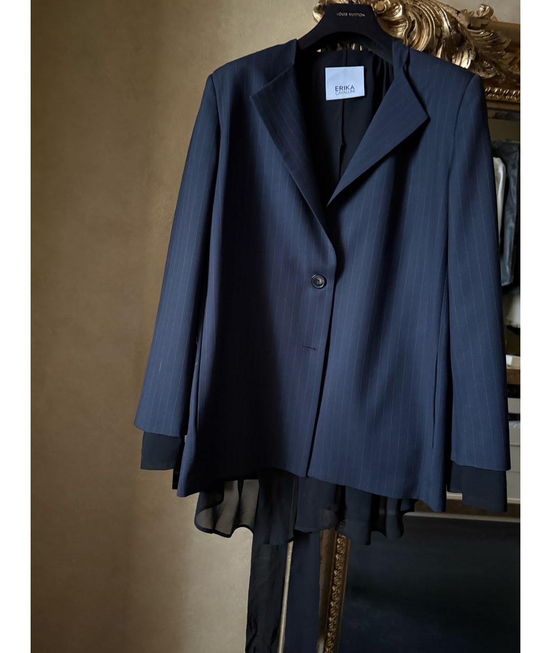 ERIKA CAVALLINI Темно-синий шерстяной жакет/пиджак, фото 2