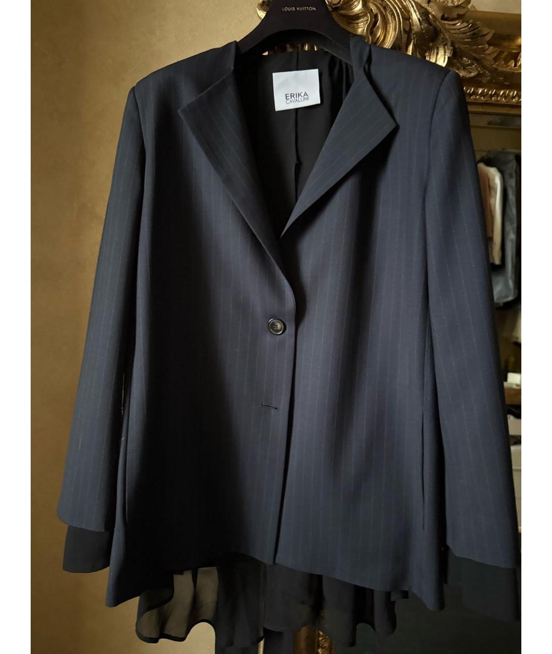 ERIKA CAVALLINI Темно-синий шерстяной жакет/пиджак, фото 9