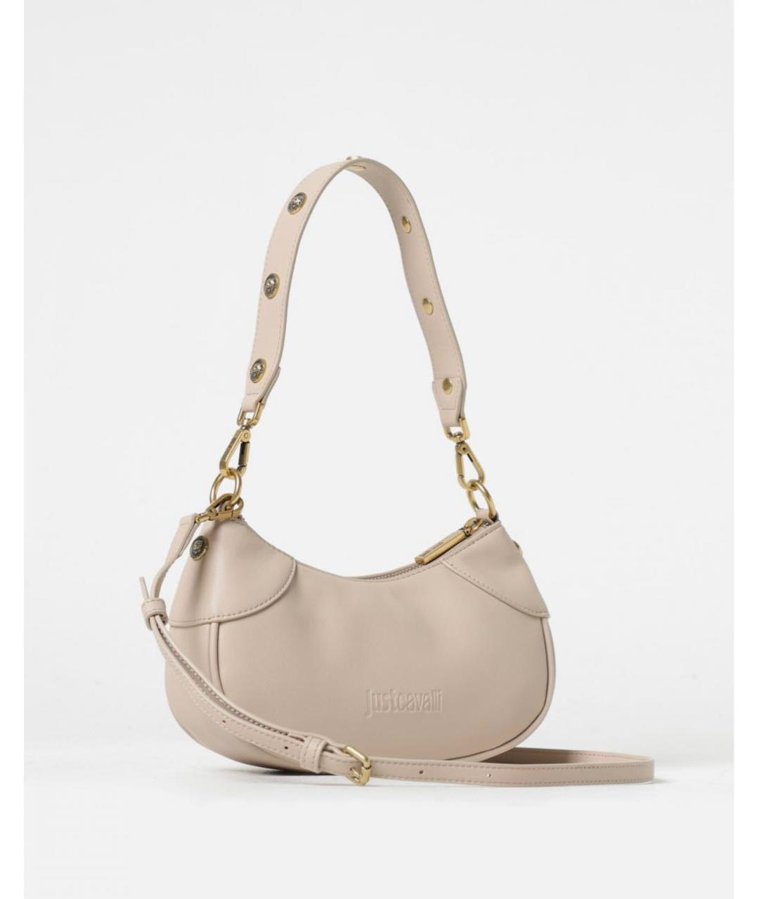 JUST CAVALLI Бежевая кожаная сумка через плечо, фото 2