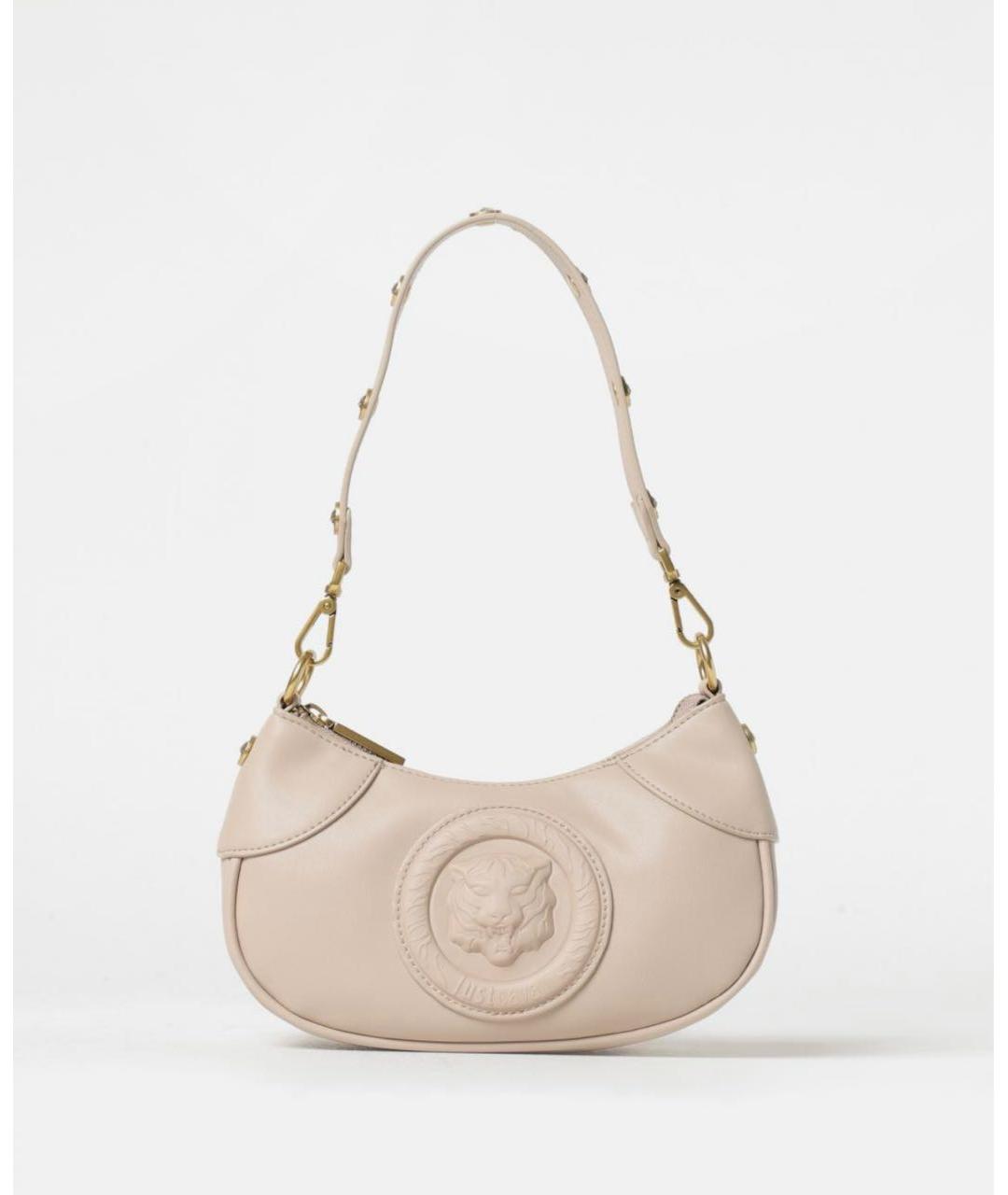 JUST CAVALLI Бежевая кожаная сумка через плечо, фото 7