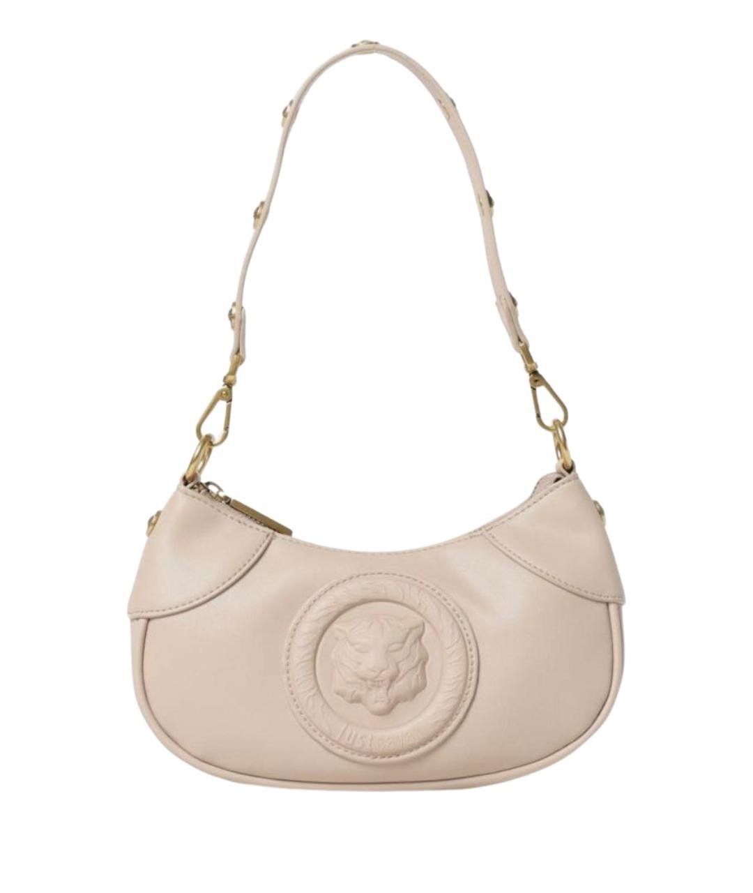 JUST CAVALLI Бежевая кожаная сумка через плечо, фото 1