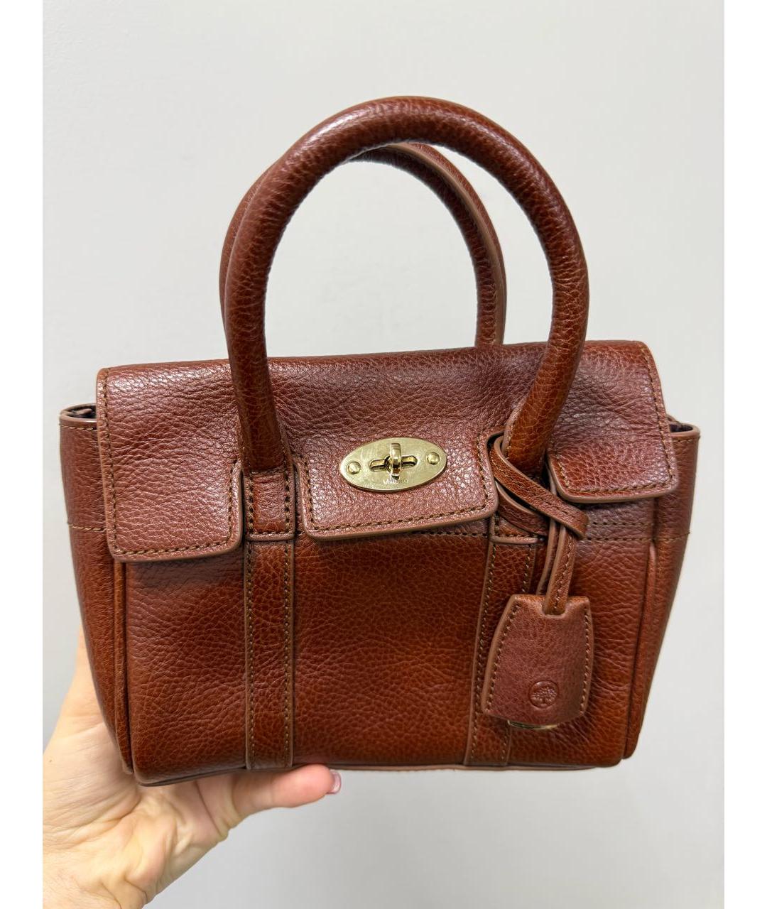 MULBERRY Коричневая кожаная сумка с короткими ручками, фото 5
