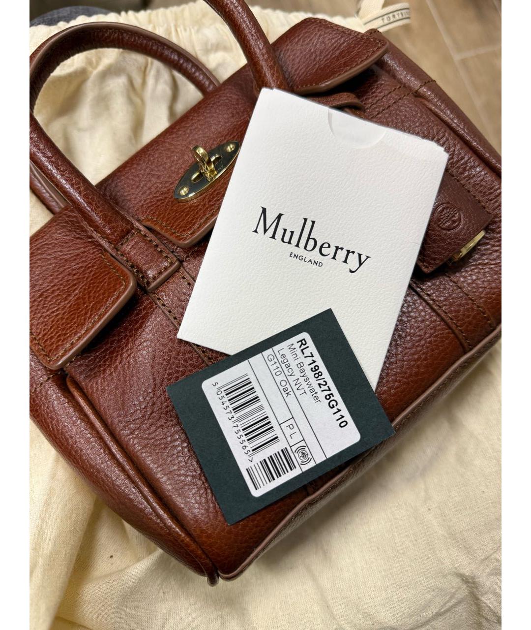 MULBERRY Коричневая кожаная сумка с короткими ручками, фото 6