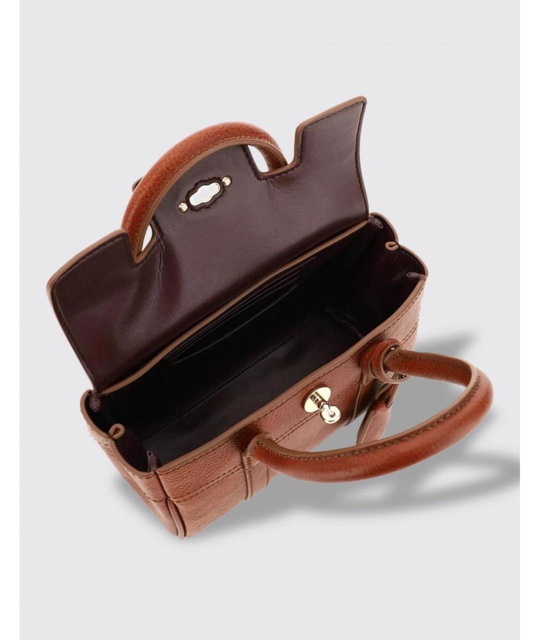 MULBERRY Коричневая кожаная сумка с короткими ручками, фото 4