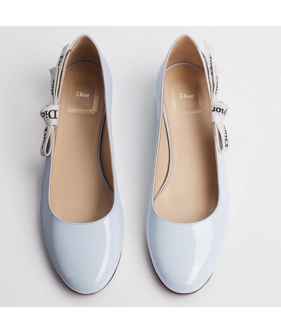 CHRISTIAN DIOR Голубые кожаные балетки, фото 2