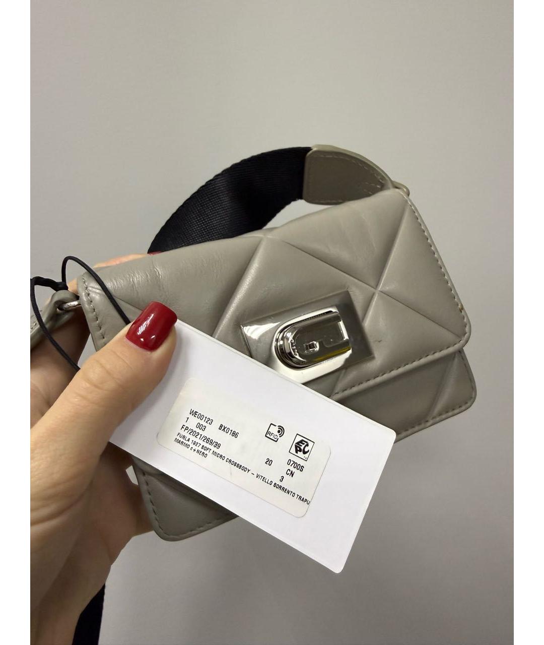 FURLA Бежевая кожаная сумка через плечо, фото 4