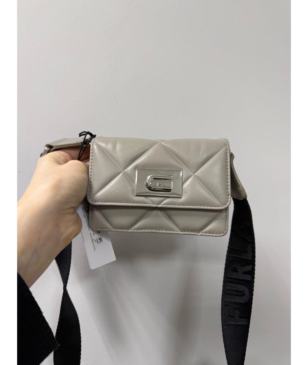 FURLA Бежевая кожаная сумка через плечо, фото 5