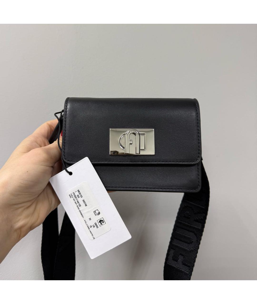 FURLA Черная кожаная сумка через плечо, фото 2