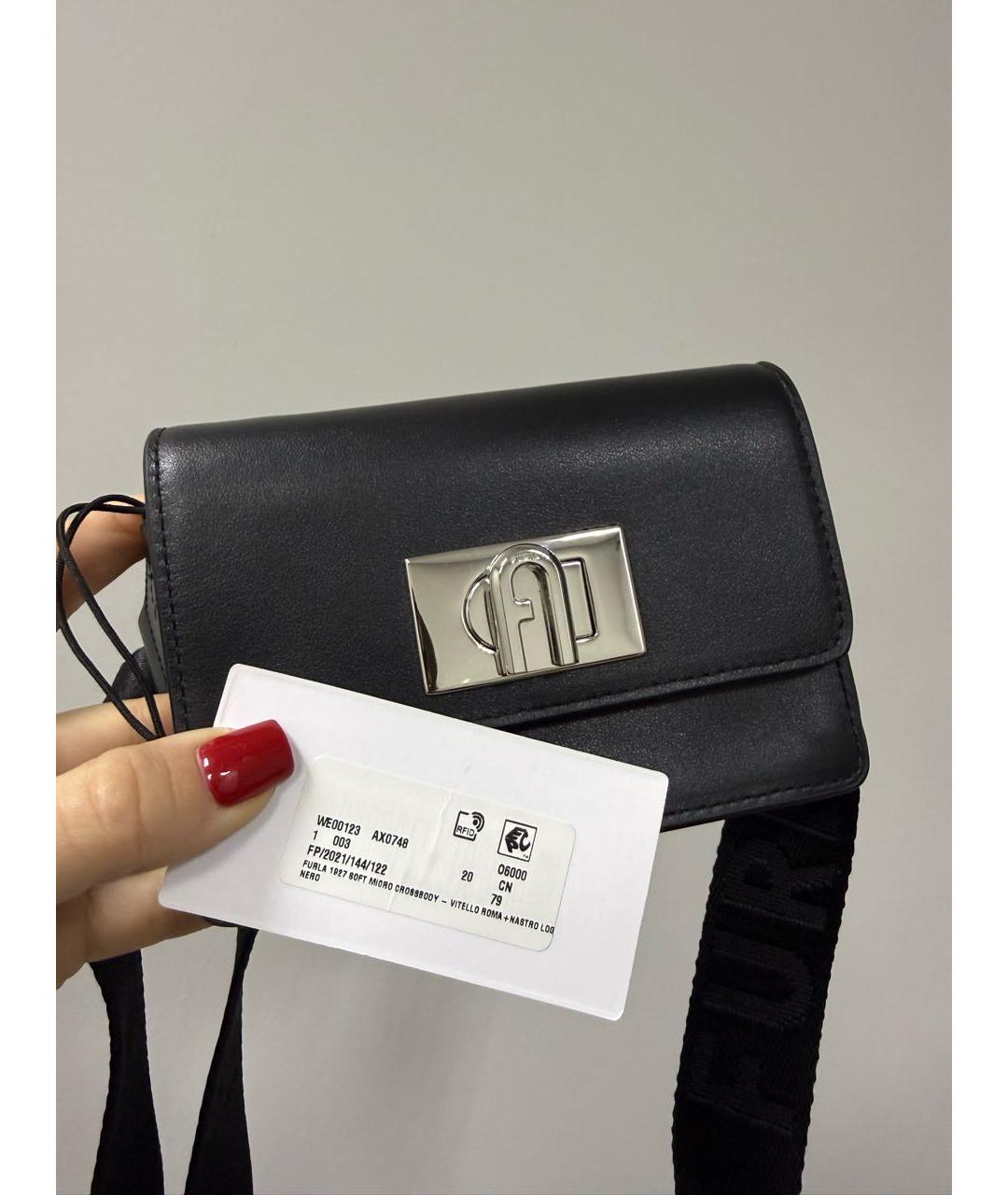 FURLA Черная кожаная сумка через плечо, фото 4