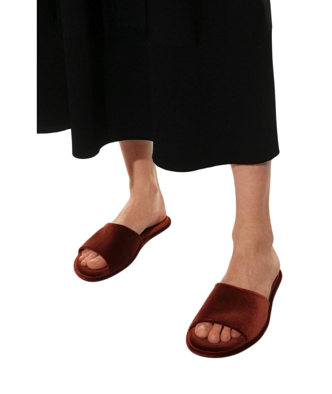 THE ROW Коричневые текстильные шлепанцы, фото 4