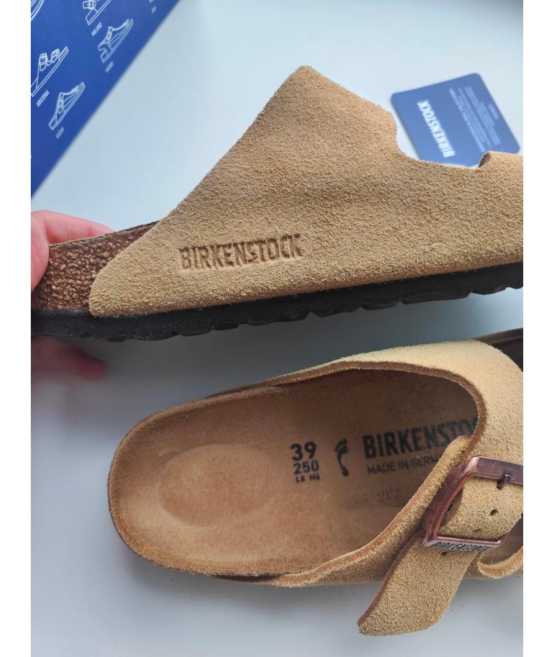 BIRKENSTOCK Бежевые замшевые сандалии, фото 4