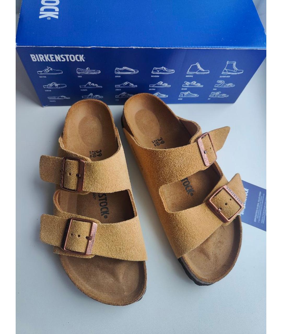 BIRKENSTOCK Бежевые замшевые сандалии, фото 2
