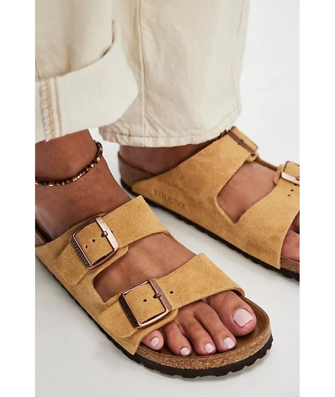 BIRKENSTOCK Бежевые замшевые сандалии, фото 6