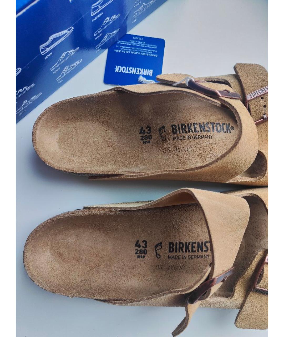 BIRKENSTOCK Бежевые замшевые сандалии, фото 4