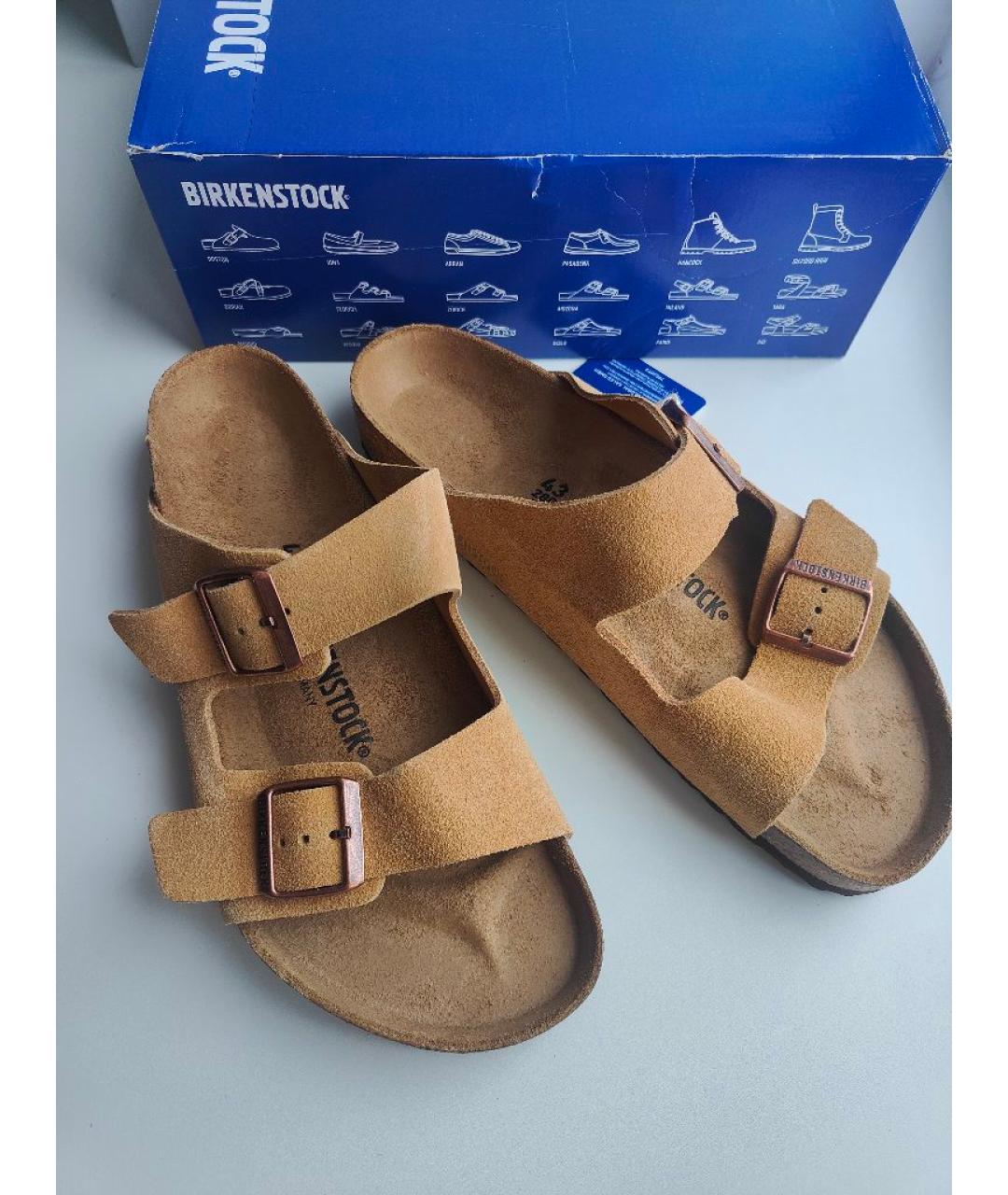BIRKENSTOCK Бежевые замшевые сандалии, фото 3