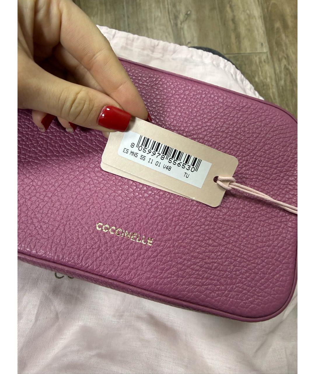 COCCINELLE Розовая кожаная сумка через плечо, фото 6