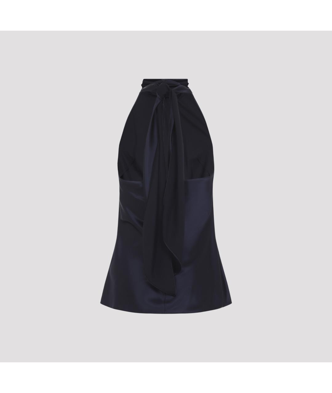 RALPH LAUREN COLLECTION Темно-синяя шелковая блузы, фото 2