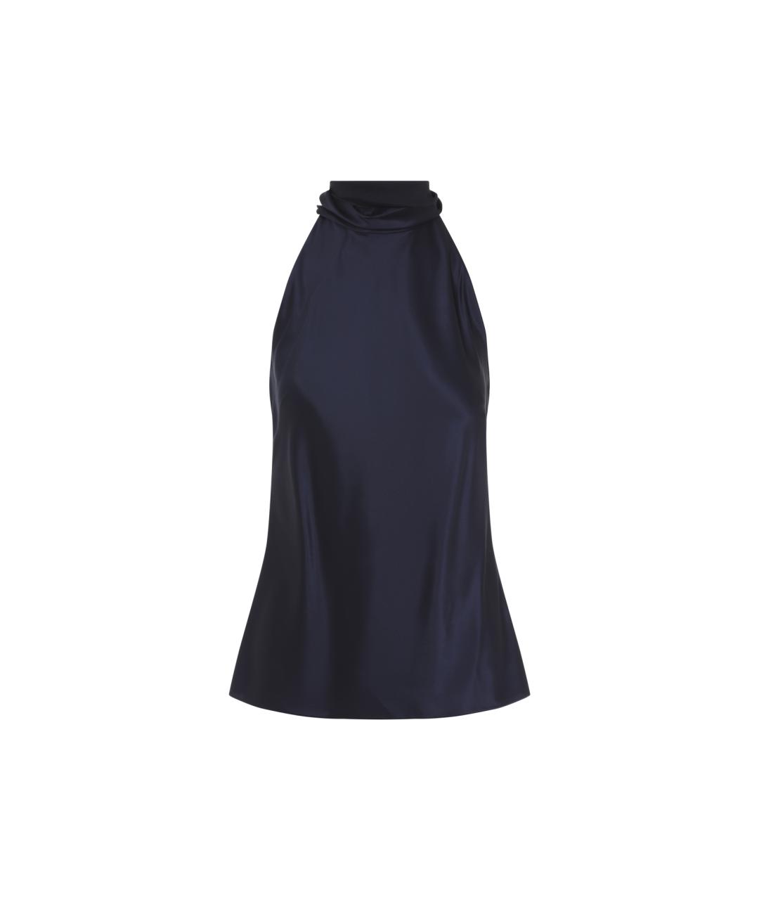 RALPH LAUREN COLLECTION Темно-синяя шелковая блузы, фото 1