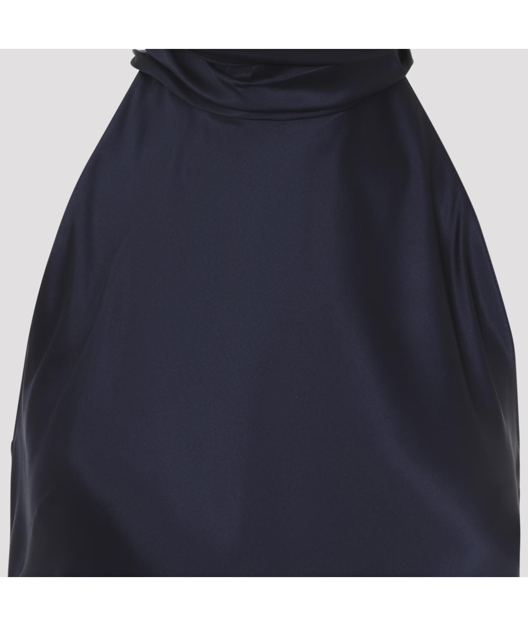 RALPH LAUREN COLLECTION Темно-синяя шелковая блузы, фото 3