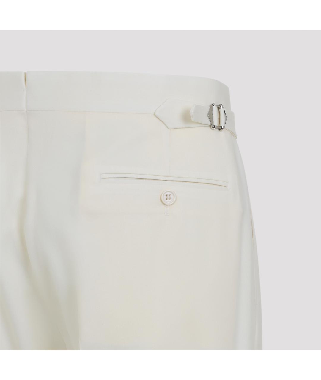 RALPH LAUREN PURPLE LABEL Белые шерстяные повседневные брюки, фото 4