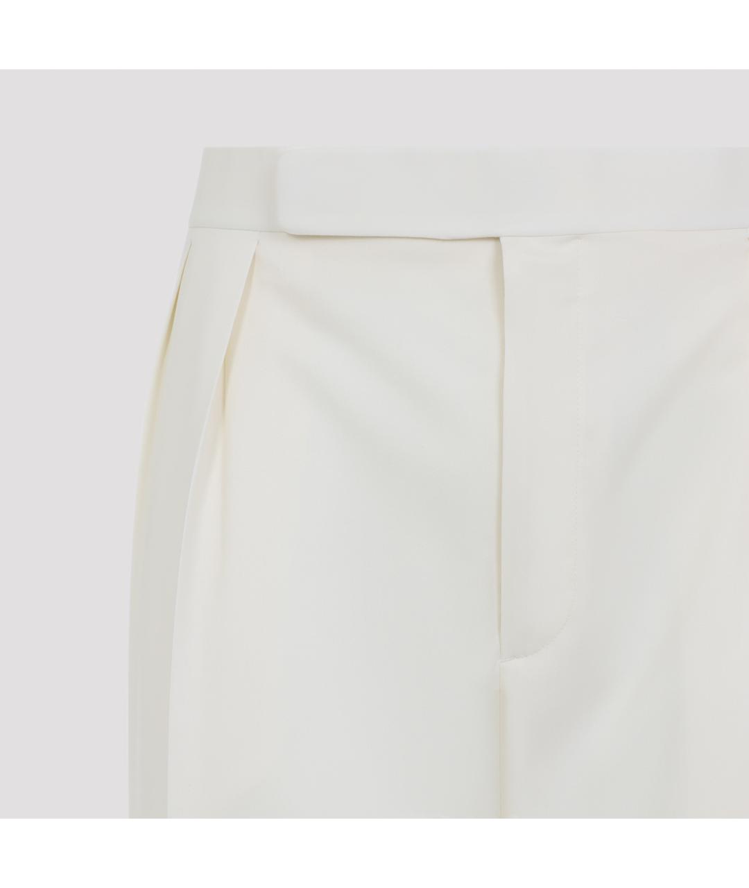 RALPH LAUREN PURPLE LABEL Белые шерстяные повседневные брюки, фото 3