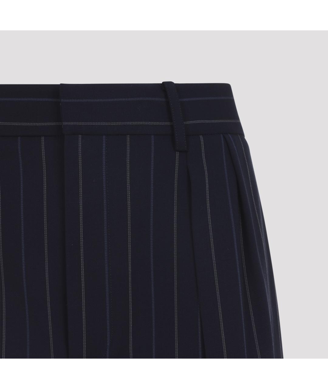 RALPH LAUREN COLLECTION Темно-синие шерстяные прямые брюки, фото 3