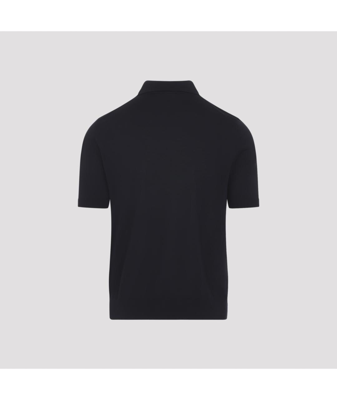PRADA Черное хлопко-шерстяное поло с коротким рукавом, фото 3