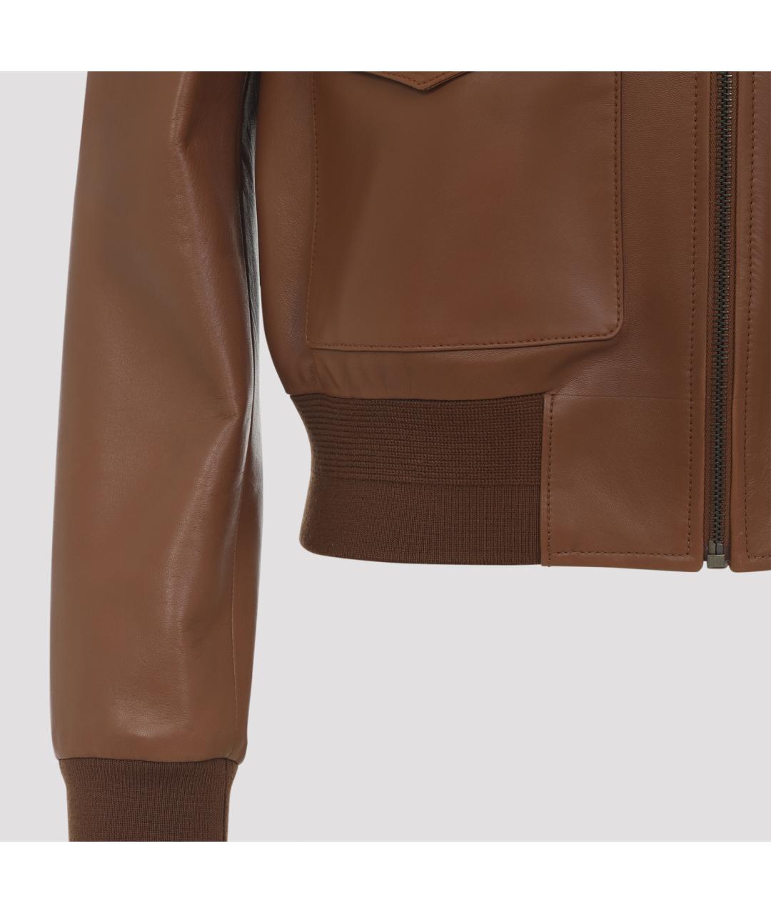 RALPH LAUREN COLLECTION Коричневая кожаная куртка, фото 4