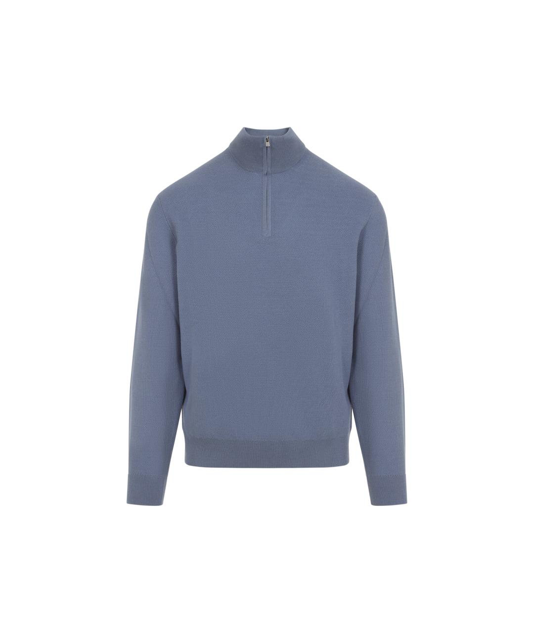 RALPH LAUREN PURPLE LABEL Синий шерстяной джемпер / свитер, фото 1