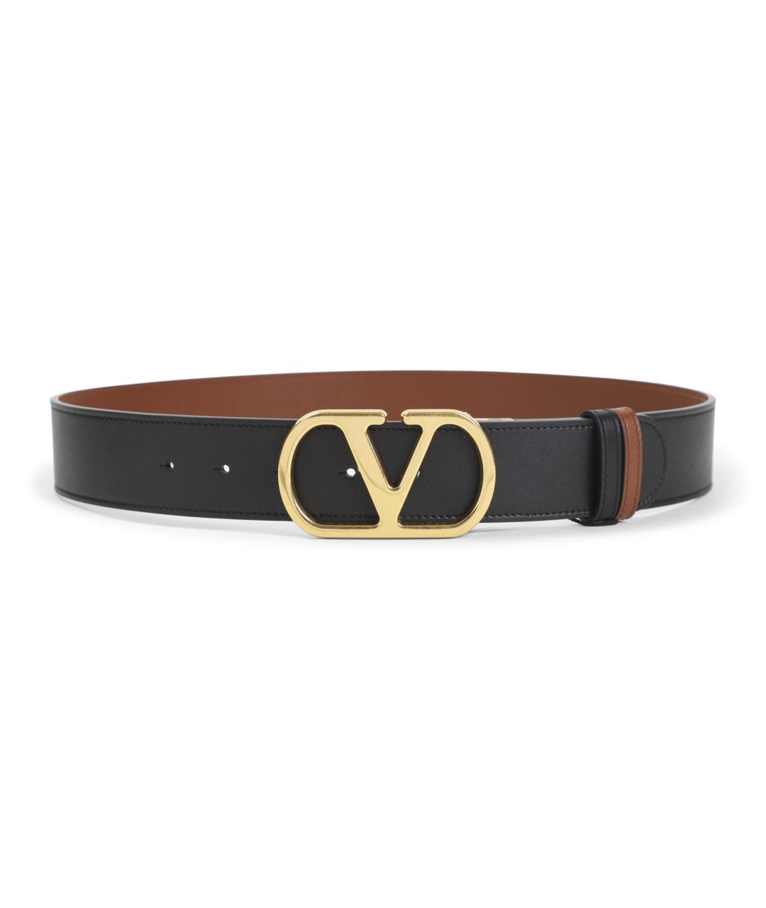 VALENTINO Черный кожаный ремень, фото 1