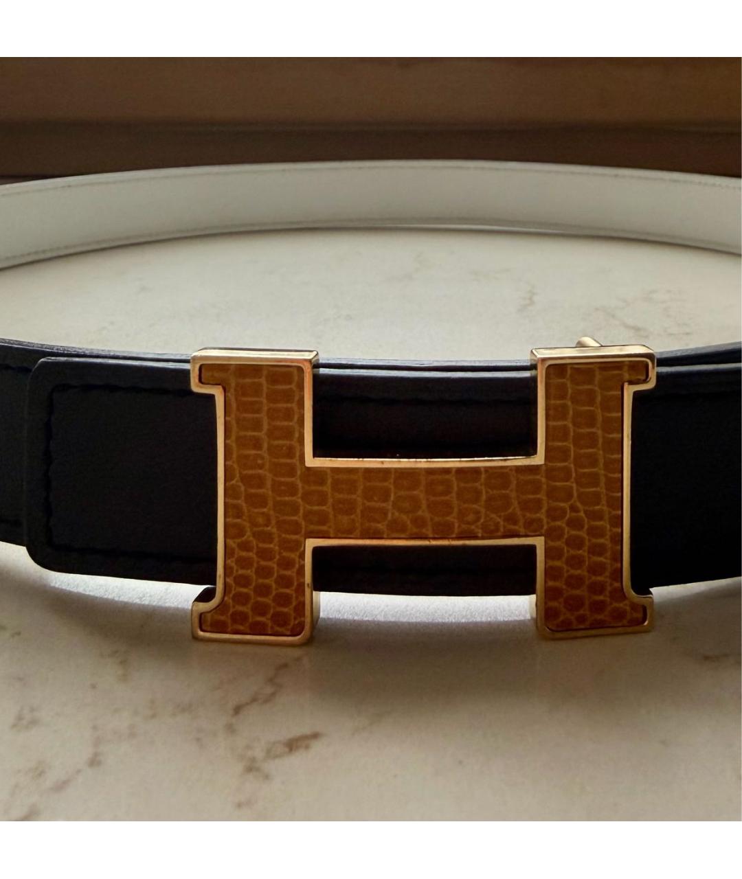 HERMES Черный кожаный ремень, фото 2