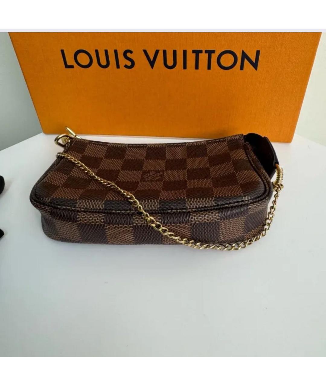 LOUIS VUITTON Коричневая кожаная сумка с короткими ручками, фото 4