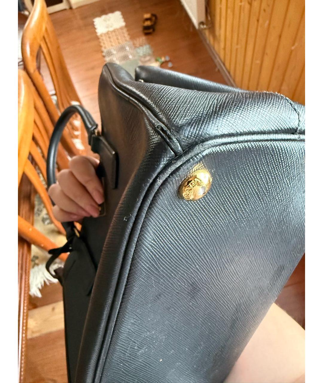 PRADA Черная кожаная сумка тоут, фото 6