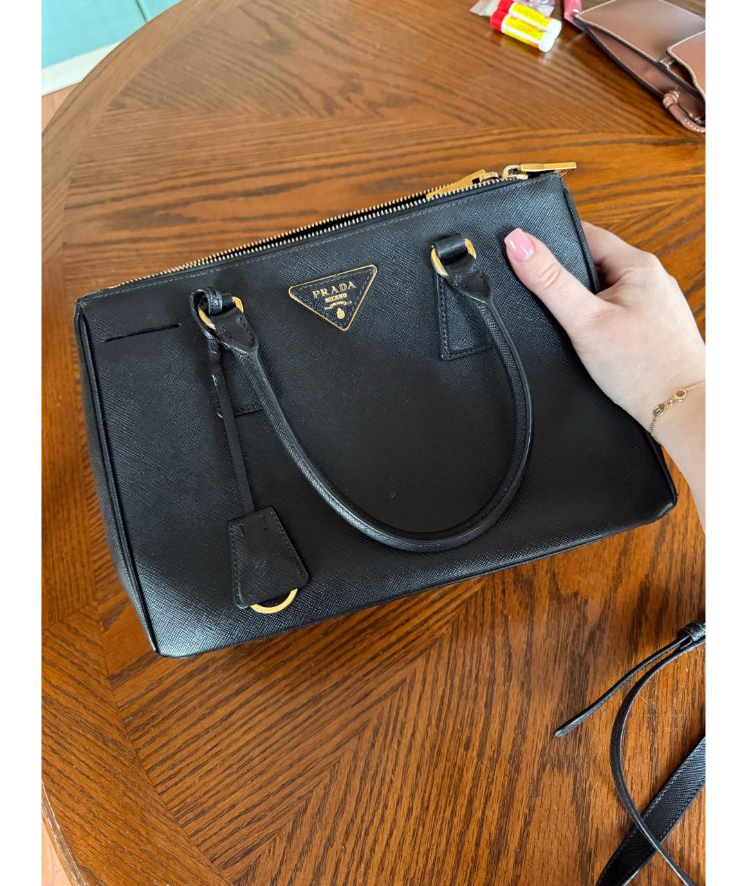 PRADA Черная кожаная сумка тоут, фото 8